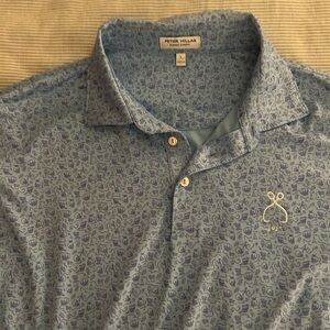 Peter Millar Light Blue Polo with Pattern, Olympia Fields Golf Course